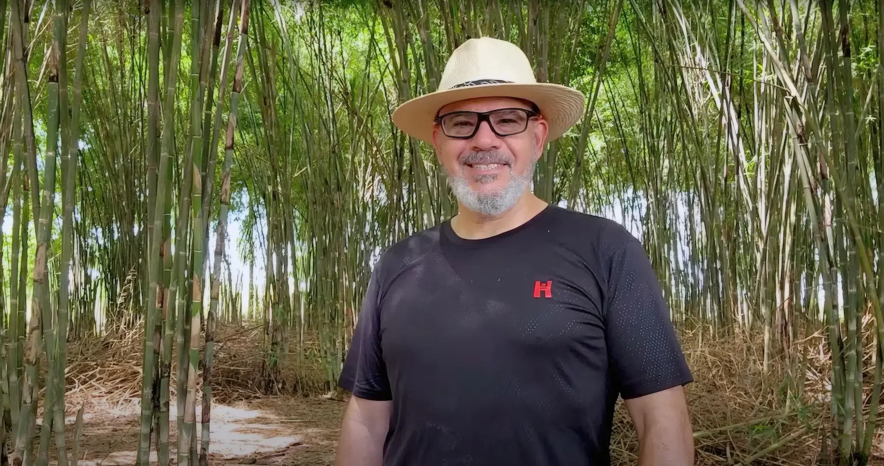 jamesportrait Bamboo Master James Wolf in a forest of bamboo